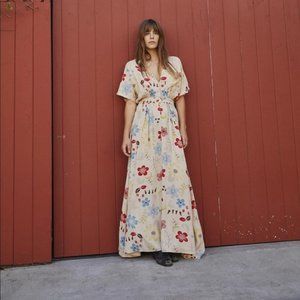 Christy Dawn Floral Maxi Dress in Cream and Red, Small